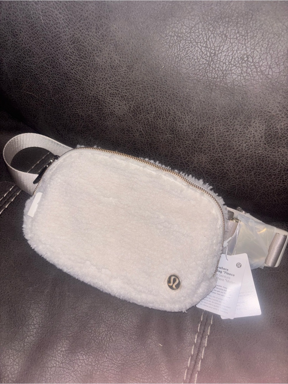 Lululemon White Sherpa Fleece Belt Bag NWT
